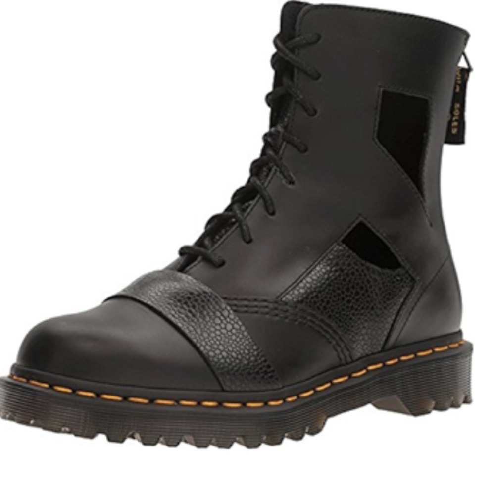 DR. MARTENS Women’s KATRINIA Cut Out 8-Eye Boot Black Zip Up Sz 9